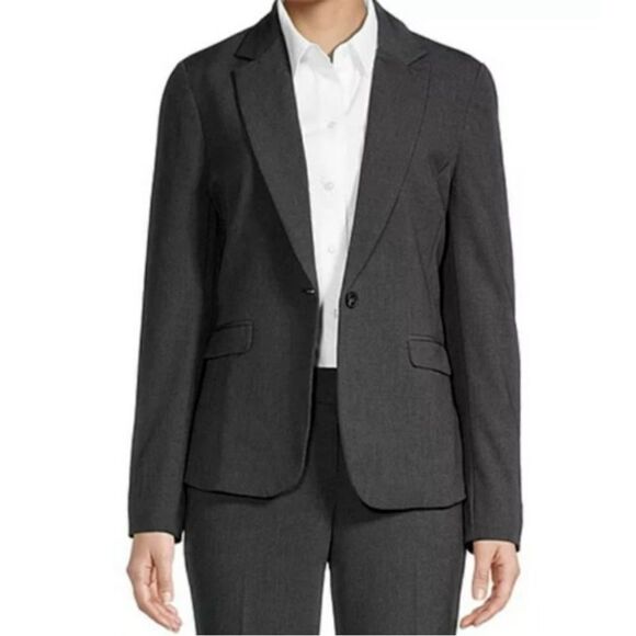 Liz Claiborne Suits Grey One-Button Notch Lapel Blazer Sz 10 - Picture 1 of 11